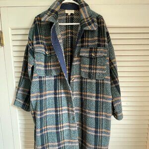 If By Sea wool long plaid coat size Medium